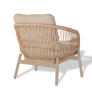 Sillones de exterior de madera de teca con ratán y cojín-Fira - Product Image 2