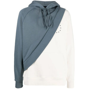 Sudadera con capucha personalizada de algodón orgánico para hombre con bordado de estrella minimalista color bloqueado con panel de cordón para hombre - Product Image 1