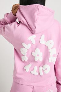 Nouveau design rose à ourlet profond Salt Lake City Puff Print Ensemble de survêtement 2 pièces pour femmes Hoodies & Shorts Ensemble de survêtement 2 pièces pour femmes - Product Image 4