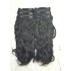 CLIP INDIEN CRU DE QUALITÉ SUPÉRIEURE ENSEMBLES D'EXTENSIONS DE CHEVEUX AVEC CUTICULES ALIGNÉES pour LES FEMMES NOIRES 100% MEILLEURS CLIP INS - Product Image 5