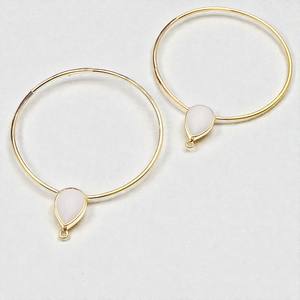 ต่างหูห่วงทำเองจากพลอยอาเกตสีขาวมุก - ตัวเรือนเงินแท้ 925 สำหรับงาน DIY - Product Image 1