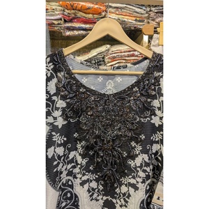 MARIA B Inspired Handwork 3 Piece Chiffon Suit Customizable Logo Formal Blazer <b>Top</b> Set for Ladies XXL Size for Autumn Winter - Product Image 4