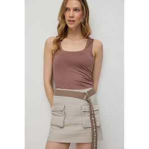 เสื้อครอปสายกว้างยืดหยุ่นลายมัดย้อม คอเหลี่ยม ผ้าถักระบายอากาศ ความยาวครอป - Product Image 2