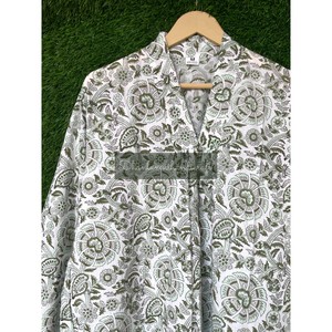 Vestido de verano con estampado de bloque indio para mujer, túnica larga de algodón hecha a mano con bolsillos, blusas de damas de honor de estilo bohemio Hippie para niñas de playa - Product Image 3