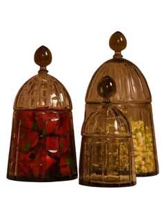 Bougeoir et lanterne élégants en verre taillé en cristal faits à la main avec un design unique - Product Image 2