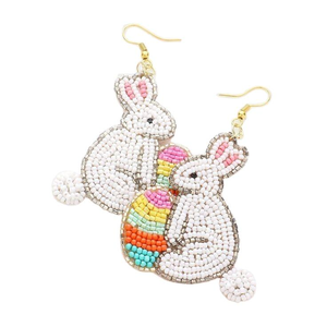 Boucles d'oreilles tendance en forme d'étoile unisexe pour mariage et fête, broderie de lapin et perles de rocaille, pierre principale personnalisable en perle - Product Image 3