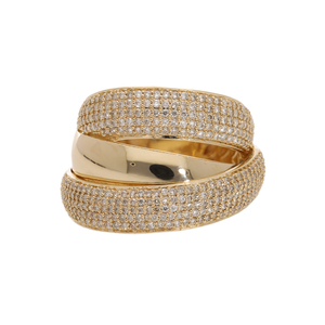 Bague Classique en Or 14K Plaqué Rhodium avec Diamant Naturel Taille Brillant, Large, Multi-Couches, Pavé, Élégante et Intemporelle - Product Image 1