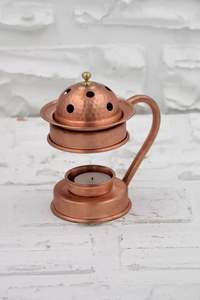 Incienso de vapor de aromaterapia hecho a mano cepillado tradicional de cobre, vapor de meditación de yoga, regalo espiritual, portavelas con tapa - Product Image 2