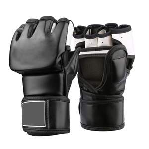 Noir blanc Logo personnalisé léger demi-doigt poinçonnage gants d'entraînement respirant Gym Fitness MMA gants - Product Image 1