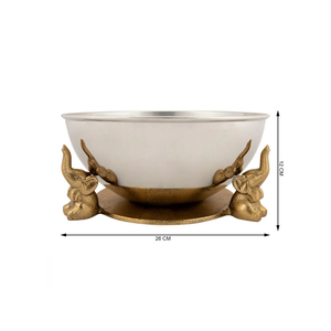 Trang Trí Kim Loại Bát Với <span class=keywords><strong>Elephant</strong></span> Thiết Kế Sang Trọng Vàng Bạc Kết Thúc Trung Tâm Trái Cây Phục Vụ Bát Cho Bàn Ăn Trang Trí Nội Thất - Product Image 3