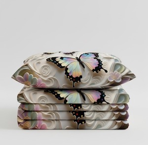 Ensemble de taies d'oreiller en coton de luxe 3D avec motif de papillon en relief, taille king, 2 pièces, douces, pliées, 600TC, housses de coussin décoratives - Product Image 4