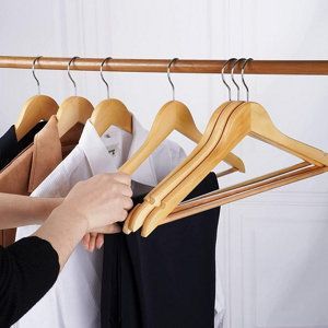 Luxury Best Quality Wood Clothes Hanger for Wardrobe Bathroom Living Room-for Hotel with Handle - Product Image 5