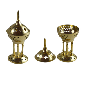 Juego de dos varitas de incienso de metal, soporte de varitas de incienso de color dorado y diseño de acabado pulido - Product Image 6