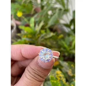 925 Silver Natural Aquamarine <b>Ring</b> with Marquise Cut Rhodium Plated Gemstone Men's Engagement <b>Ring</b> - Product Image 2