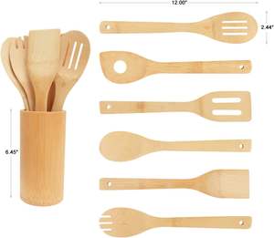 Juego de utensilios de cocina de madera con cuchara ranurada de bambú con tubo de transporte directamente de Vietnam - Product Image 3