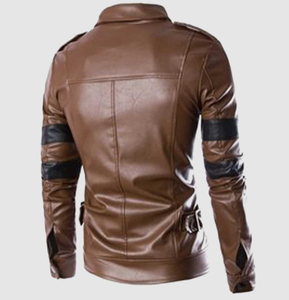 Veste universitaire orange personnalisée pour hommes, vente en gros de manches en cuir de vachette véritable, col montant, baseball, respirante, grande taille - Product Image 4