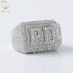 Nouveautés Testeur de diamants Iced Out Pass Round Cut Moissanite Diamond Custom Letter Hiphop Ring For Men - Product Image 2