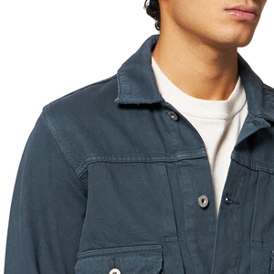 Veste en jean pour homme en denim 100% coton bleu clair personnalisé, motif de lettres, doublure en polaire lavée, coupe-vent, hiver, vente en gros - Product Image 3