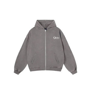 Sudadera con Capucha de Primera Calidad, Lavada al Ácido, con Cierre, Estilo Urbano, Logotipo Bordado con Efecto Desgastado, Diseño Personalizado para Hombre, 2025 - Product Image 6