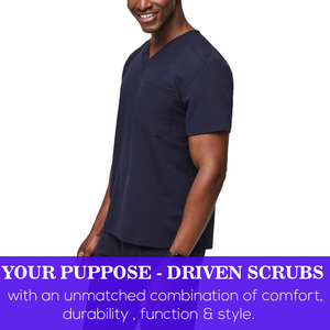 Top médico personalizado de alta calidad para hombre con opciones de impresión y bordado de logotipo uniforme médico cómodo para el cuidado de la salud - Product Image 4