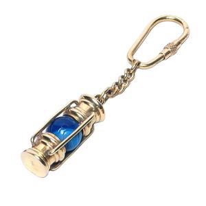 Llavero de latón decorativo náutico Llavero con forma de linterna con material de metal con acabado pulido de vidrio tallado - Product Image 1