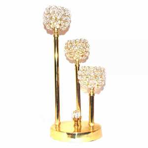 Fancy Gold Color Shiny Pulido Metal Vela Votiva Titular Accesorios de iluminación Hotel Villa Titular de cuentas de cristal decorativo - Product Image 5