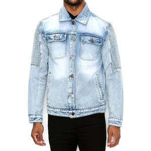 Vestes en jean classiques d'hiver pour hommes High Street vente en gros épaules délavées bleues personnalisables surdimensionnées - Product Image 2