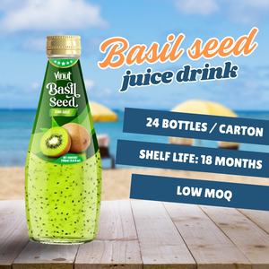 Boisson au kiwi 290 ml aux graines de basilic du Vietnam, non-OGM, HALAL, ISO, KOSHER - Personnalisation OEM ODM, faible MOQ, échantillon gratuit - Product Image 4