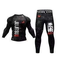Nouvel ensemble de compression (maillot + pantalon) pour hommes – Vêtements de sport légers et extensibles dans quatre directions pour le grappling brésilien, le Jiu-Jitsu et le MMA – Grandes tailles, séchage rapide