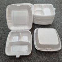 2025 nouveauté 9x9x3 pouces trois compartiments PS récipient alimentaire en mousse avec couvercle à emporter boîte à hamburger bas prix de haute qualité