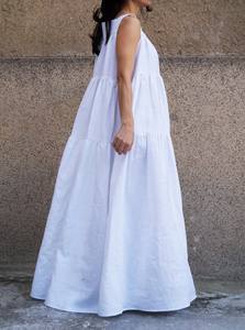 ชุดเดรสยาวสไตล์โบฮีเมียนของผู้หญิงชุดเดรสแม็กซี่พิมพ์ลายดอกไม้ทรงหลวมคอปกสูงชายหาดสำหรับใส่ในฤดูร้อน - Product Image 2