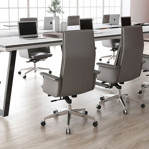 Silla de Oficina Ejecutiva Ergonómica Moderna, Giratoria, de Cuero PU, para Gerentes, con Base de Acero Inoxidable y Respaldo Alto, para Escritorio de Computadora - Product Image 4