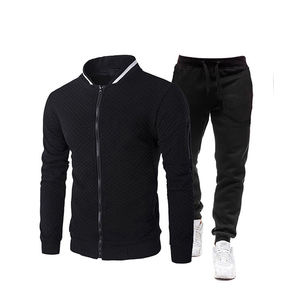Sudadera con capucha corta de manga larga de 2 piezas de lana de algodón de invierno 100% hecha a medida y pantalones de Jogger Conjunto de chándal unisex para hombres y mujeres - Product Image 1