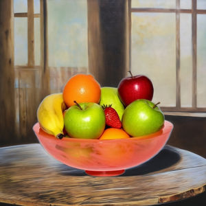 Tazón decorativo de resina epoxi de color melocotón hecho a mano con acabado brillante para centro de mesa, decoración del hogar o exhibición de frutas - Product Image 4