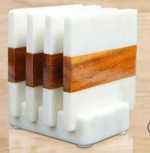 Posavasos de forma redonda de madera y resina de último diseño de estilo lujoso del fabricante indio Juego de posavasos usados para fiesta de boda - Product Image 4