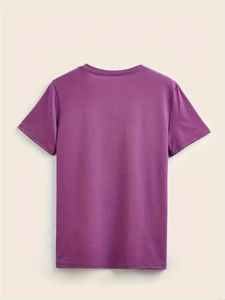 ชุดเสื้อยืดคอวีลำลองของผู้หญิง3ชิ้นสีดำสีน้ำเงินสีม่วงเสื้อแขนสั้นผ้าฝ้ายระบายอากาศได้ดีซักในอุดมคติสำหรับฤดูร้อน - Product Image 2