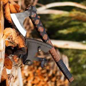 Haches vikings de haute qualité, faites à la main, forgées à la main en acier au carbone, pour la survie en plein air, avec un étui en cuir fin - Product Image 5