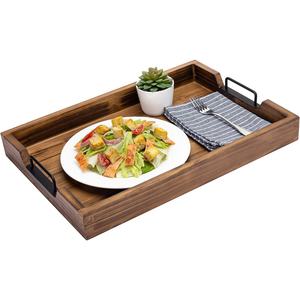 Plateau de service élégant en bois enduit d'émail imprimé avec poignées pour le petit déjeuner café collations fêtes décor à la maison - Product Image 5