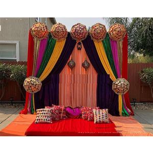 Decoración de Escenario para Ceremonia Vatna de Boda Punjabi, Atractivo Escenario para la Noche de Sangeet de Boda Punjabi, Colorido Escenario para la Función de Mehndi en el Reino Unido - Product Image 1