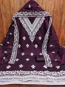 Nuevo lanzamiento Nazanin Traje de material de vestido de algodón y seda de cuatro lados para mujeres Menos Dupatta - Product Image 6