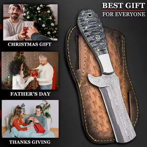 Cuchillo de Caza de Grado Industrial con Hoja Fija Hecha a Mano en Damasco PRESTIGE BLADES, Punta de Caída, Cortador de Toro, Color Personalizado OEM, Funda para Cinturón - Product Image 2