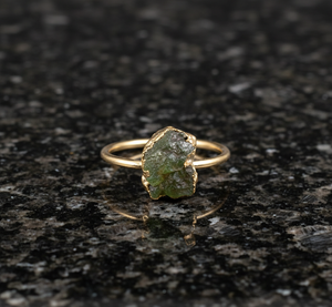 925 Sterling Silver Rugged <b>Peridot</b> Electroplated Gold Handmade Ring - Product Image 4
