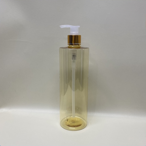 ขวดปั๊มพลาสติก PET ใสสีเหลืองรูปทรงกระบอก500มล.-24มม.-40กรัมสำหรับแชมพูและครีมนวดผมสำหรับโรงงานเวียดนาม - Product Image 4