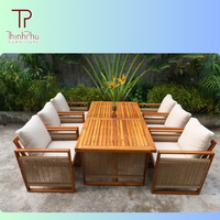 Mobilier de jardin Acacia, table et chaises pour la cuisine, villa, cour, hôtel, repas, loisirs, extérieur, meubles