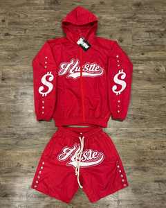 Ensemble survêtement personnalisé deux pièces short Design Streetwear Ensemble survêtement coupe-vent réfléchissant pour homme - Product Image 5