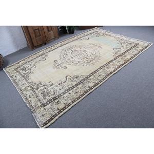 พรมวินเทจขนาด 6.1x9 ฟุต, พรมตุรกีขนาดใหญ่, พรมขนสัตว์ลายพรางสีขาว - Product Image 2