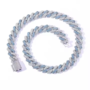 Chaîne cubaine 14MM entièrement glacée Diamants ronds Moissanite en argent 925 et or 10 carats Bijoux de mode pour fête et clubwear - Product Image 5