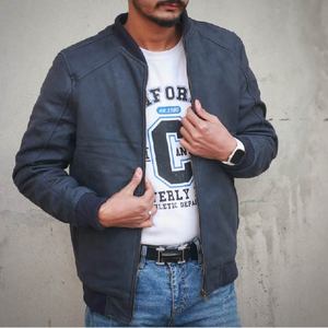 Chaqueta de bombardero de gamuza para hombre, chaqueta de cuero de oveja Real con cierre de cremallera, cuello acanalado, puños acanalados, forro de poliéster, ropa de abrigo elegante - Product Image 3