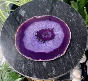 Posavasos de ágata para decoración del hogar, rebanada de ágata púrpura decorativa sin recubrimiento de oro, curación, meditación, venta al por mayor - Product Image 6