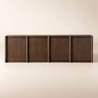 Meuble bar moderne Macron en bois massif, finition chêne brun foncé, portes à fermeture douce, meuble polyvalent pour chambre à coucher, salon, entrée
